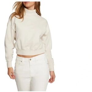 Good American Cropped Mock Neck In Bone Color Size 1